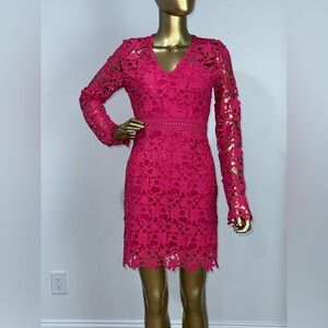 Endless Rose Lace Mini Dress Long Sleeve in Fuchsia Cocktail Party EUC ~ Size S